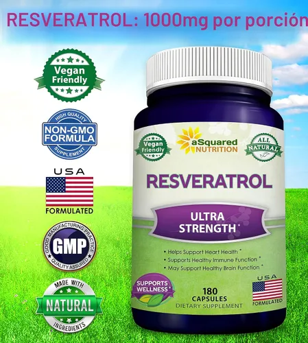 Vista 4 de 100% Resveratrol Natural - 1000mg Por Porción Fuerza Máxima (180 Cápsulas) Suplemento Antioxidante, Píldoras de Trans-Resveratrol para la Salud