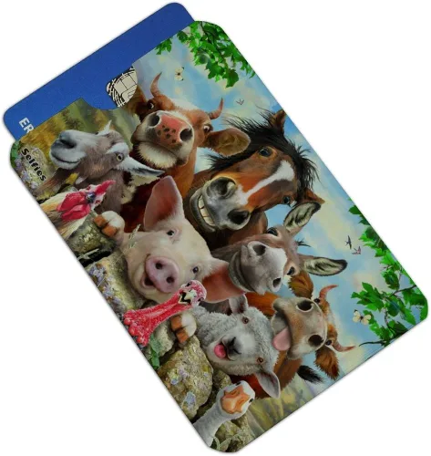 Vista 2 de Farm Selfie - Juego de 4 fundas protectoras para cartera, diseño de pollo y oveja