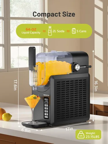 Vista 6 de Máquina de granizado, máquina de granizado para el hogar con 5 programas preestablecidos, no necesita hielo, máquina de bebidas congeladas