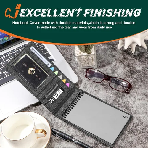 Vista 3 de Funda para Cuaderno para Rocketbook Mini y Field Notes con Espiral Superior (3.5"x5.5") - Estuche Resistente al Agua con Soporte para Bolígrafo