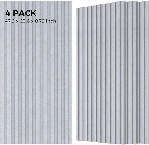 Vista 19 de Grandes paneles acústicos bicapa, juego de 4 paneles absorbentes de sonido, paneles a prueba de sonido de 120 cm x 60 cm x 1.8 cm para paredes