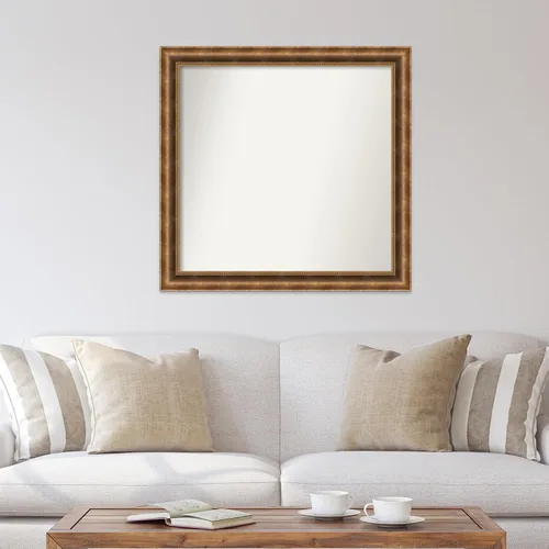 Vista 238 de Amanti Art Espejo de pared personalizado no biselado (25 x 25 pulgadas), marco de bronce acentuado, varios tamaños personalizados, espejo de baño