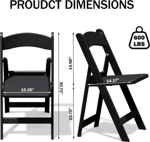 Vista 3 de Sillas plegables de resina con cojín para bodas, fiestas, paquete