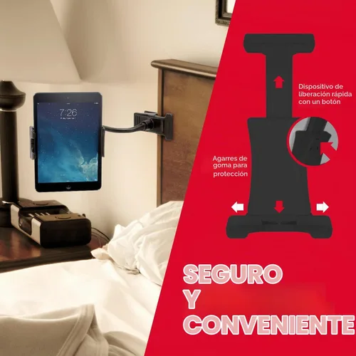 Vista 5 de Macally Soporte Ajustable de Cuello de Cisne para Tableta y Clip para Teléfono - Funciona con Teléfonos y Tabletas de hasta 8" - Soporte Flexible
