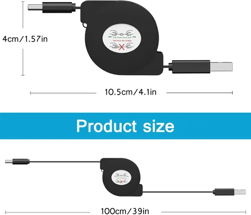 Vista 5 de Samsung - Cable retráctil USB A a USB C para automóvil, cable de teléfono Android C de 3 pies 2 Pack Carplay USBC Cable for Samsung Galaxy S24