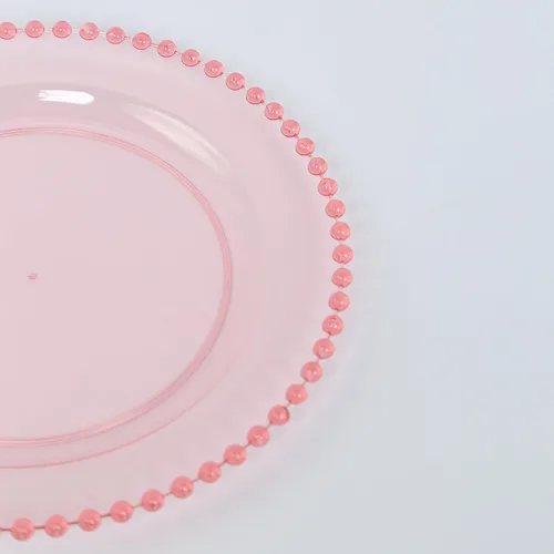 Vista 7 de Efavormart - Paquete de 10 platos de postre de plástico transparente rubor con borde de cuentas, platos redondos desechables para ensalada, 8