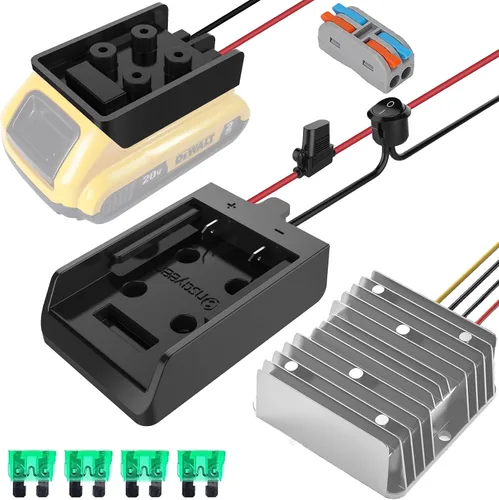 Vista 12 de Adaptador de rueda eléctrica con fusible e interruptor para batería Dewalt de 20 V, adaptador de batería hermético no soplado con fusible de 30 A