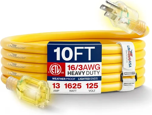 Vista 89 de Cable de extensión de 3 pies para exteriores/interiores, calibre 10/3, ultra resistente, SJTW, resistente al agua, certificación ETL, cable