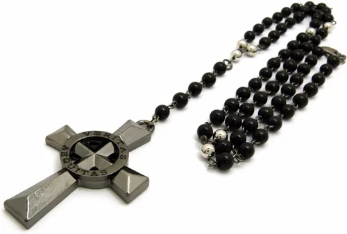 Vista 2 de COLLAR VERITAS AEQUITAS CRUZ BOONDOCK SAINTS COLLAR DE CRISTAL CON CUENTAS ROSARIO