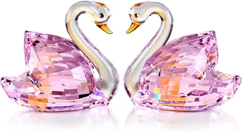 Vista 9 de DOJOZ Crystal Swan - Un par de regalos dulces para el día de San Valentín, colección de figuritas brillantes, pisapapeles, centro de mesa (azul)