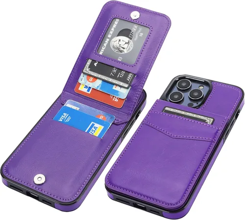 Vista 13 de KIHUWEY Compatible con iPhone 14 Pro Max Funda Cartera Plegable con Soporte para Tarjeta de Crédito, Cierre Magnético de Cuero Premium, Función