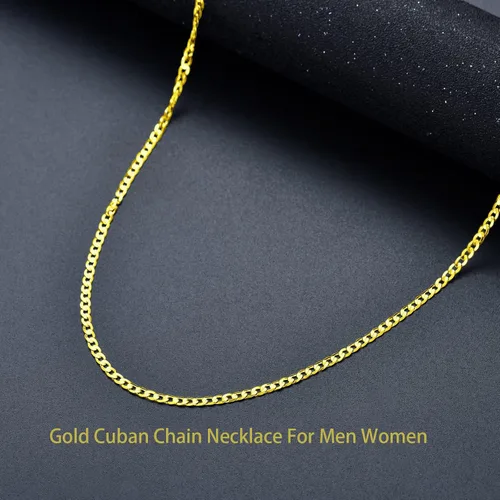 Vista 3 de 24k GoldWhite Gold Plated S925 Sterling Silver 3mm4mm5mm Chains for Men Women Italian Cuban Link Chains Necklace Jewelry Gifts for Boys Boyfriend