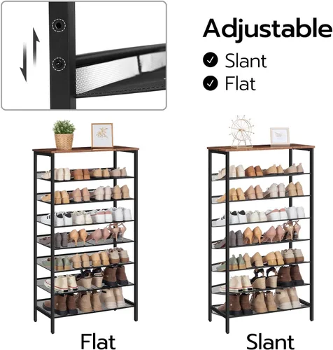 Vista 7 de HOOBRO - Estantería para zapatos de 8 niveles, estante para zapatos de 29.5"L, organizador de almacenamiento de zapatos de gran capacidad para 21-24