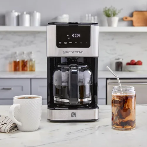 Vista 8 de West Bend Cafetera de goteo que prepara caliente o helado, programable con selector de fuerza de preparación, apagado automático y 6 funciones