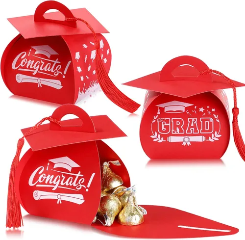 Vista 8 de TaoBary 30 cajas de dulces con tapa de graduación 2026, cajas de graduación de graduación, regalos de fiesta con borlas centros de mesa para Negro