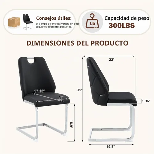 Vista 4 de Juego de mesa de comedor moderno para 4, juego de sillas de mesa de cocina de mármol sintético, mesa rectangular de MDF de 63 pulgadas, sillas Negro