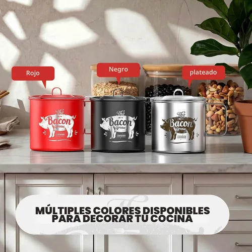 Vista 6 de PGYARD Mini protector de grasa de tocino con colador, recipiente de aceite de acero inoxidable de 20 onzas, protector de grasa de tocino de granja