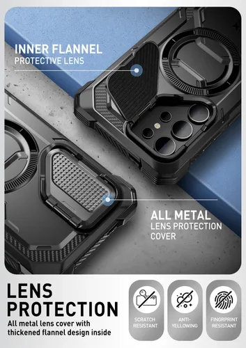 Vista 8 de i-Blason Armorbox - Funda MagSafe para Samsung Galaxy S24 Ultra con cubierta de cámara con soporte [compatible con cargador inalámbrico] Funda