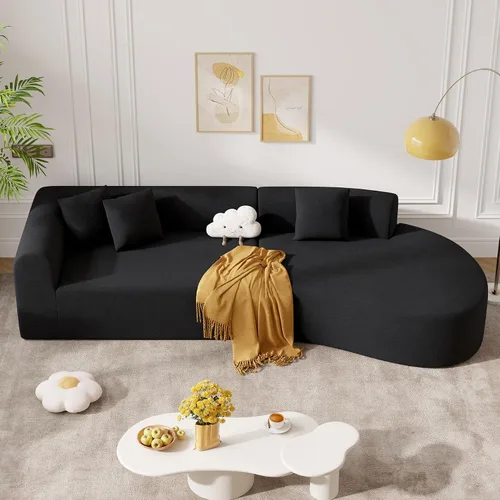 Vista 8 de Sofá modular modular de 126 pulgadas, moderno sofá curvado de nube con asiento profundo, sofás tapizados de gran tamaño para sala de estar, no Beige