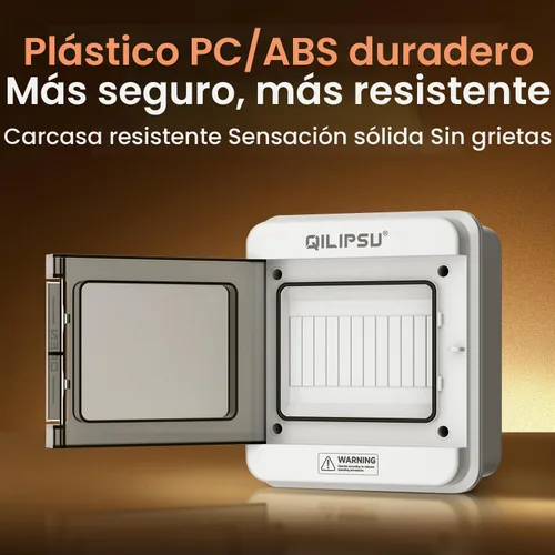 Vista 2 de QILIPSU Caja de Disyuntores de Carril DIN de 6 Vías UL94-V0 PC/ABS IP65 Carcasa de Distribución Impermeable con Barras Colectoras Más Largas