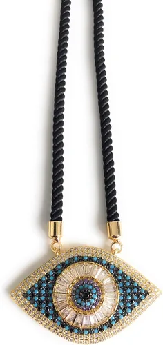 Vista 4 de Collar de amuleto de la suerte SIFRIMANIA con colgante de ojo maligno, longitud ajustable y vibrantes piedras de circonita cúbica para buena suerte