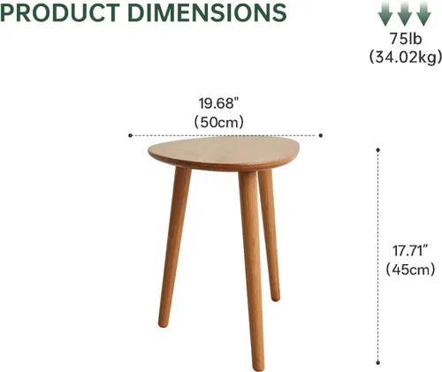 Vista 2 de Mesa auxiliar ovalada pequeña, mesa auxiliar moderna de mediados de siglo para sala de estar, mesas auxiliares 100% madera de roble macizo