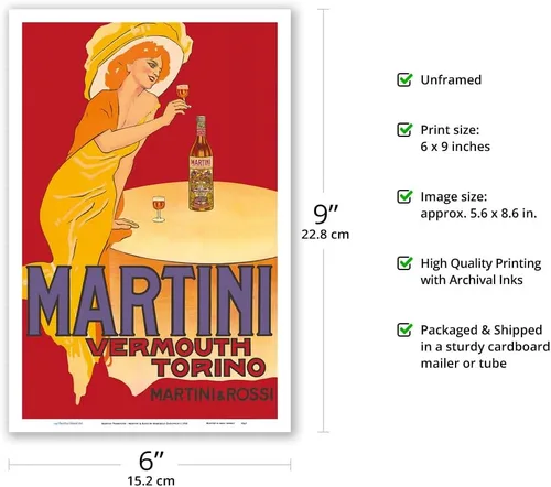 Vista 2 de Martini Vermut - Martini & Rossi - Turín (Torino) Italia - Póster publicitario italiano vintage por Marcello Dudovich c.1910 - Impresión artística