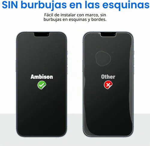 Vista 6 de [Paquete de 2] Ambison Protector de Pantalla de Vidrio Mate Diseñado para iPhone 16e/iPhone 14/iPhone 13/13 Pro, Marco de Instalación/Sin