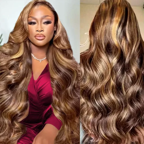 Vista 20 de Peluca de cabello humano ondulado con encaje frontal HD de 13 x 6 pulgadas, densidad del 200 %, predepilada, color marrón chocolate, peluca