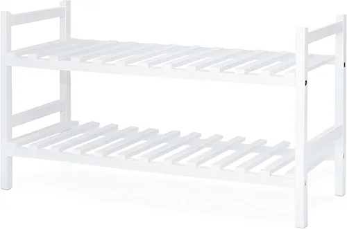 Vista 11 de PJ Wood Organizador apilable de madera para almacenamiento de armarios, estantes de entrada, armario escalonado para zapatos, capacidad de 6 pares