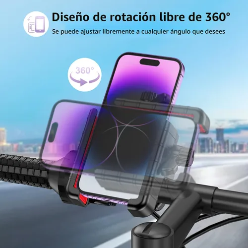 Vista 6 de Soporte de teléfono para bicicleta, [compatible con cámara] Soporte de teléfono de motocicleta para scooter eléctrico, montaña, moto de cross