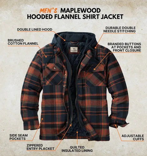 Vista 4 de Legendary Whitetails - Chaqueta Maplewood tipo camisa con capucha para hombre Cuadros de bisonte antiguo