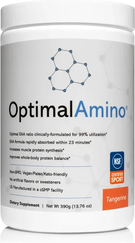 Vista 13 de OptimalAmino® Mejor Bebida de Recuperación Pre/Post Entrenamiento, Suplemento de Aminoácidos Esenciales con 99% de Utilización, Certificado NSF