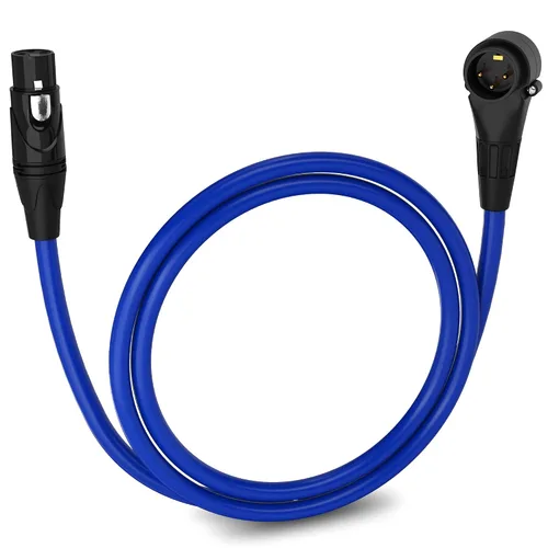 Vista 153 de LyxPro Cable de micrófono XLR hembra a macho de ángulo recto de 3 pines de 1.5 pies para altavoces amplificados, interfaz de audio, rendimiento