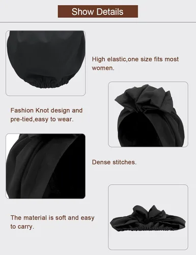 Vista 3 de ZURLEFY Turbante africano para mujer, turbantes sólidos para mujer, turbantes y envolturas para la cabeza, sombreros para el cabello para mujer