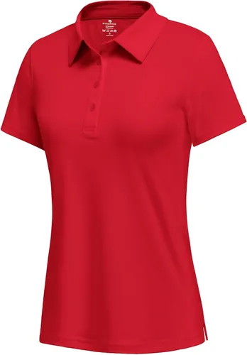 Vista 9 de PINSPARK Polo de golf de 4 botones para mujer, UPF 50+, secado rápido, atlético, camiseta de tenis con cuello, ajuste relajado