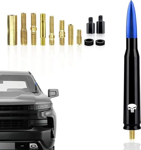 Vista 9 de Pack-1 - Antena tipo bala para automóvil, poste de antena de calavera de 5.4 pulgadas para GM Chevy Silverado 1500 2500 3500 HD Avalanche GMC Sierra