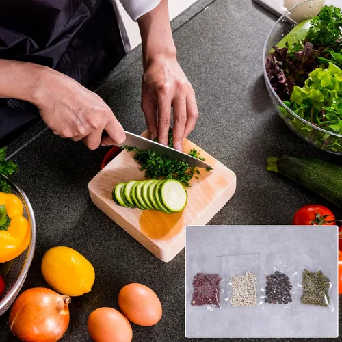 Vista 6 de Jeffdad 100 bolsas gruesas selladoras al vacío, bolsas selladoras al vacío pequeñas de 2.7 x 3.9 pulgadas para almacenamiento de alimentos, bolsas