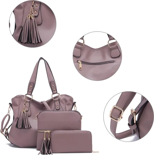 Vista 5 de Juego de carteras y carteras para mujer, bolso grande con cartera, 3