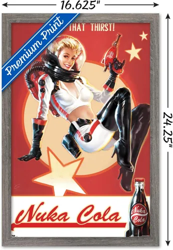 Vista 3 de Fallout 4 - Póster de pared de Nuka Cola - Zap That Thirst!, 22.4 pulgadas de largo x 14.7 pulgadas de ancho, versión enmarcada de madera de granero