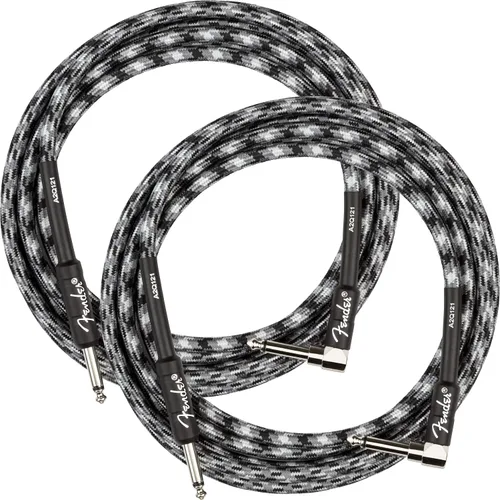 Vista 9 de Fender Cable de instrumentos de lujo de 10 pies, ángulo recto, tweed negro, paquete de 2