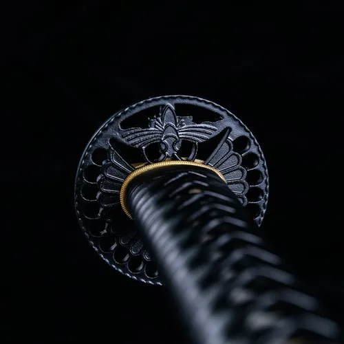 Vista 17 de Handforged Samurai Katana Sword - Damascus/1060/1095 High Carbon Steel, Full Tang, Iron Tsuba, Solid Wood Saya - Real Functional Sharp Blade for