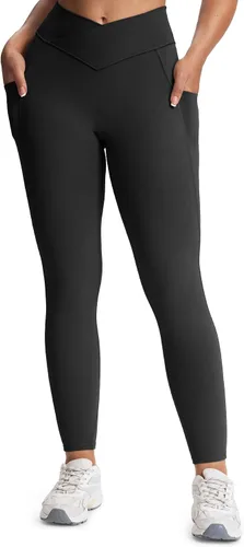 Vista 94 de Aoxjox Trinity - Pantalones de yoga de cintura alta con bolsillos para mujer, control de abdomen, cintura cruzada, leggings de entrenamiento suaves