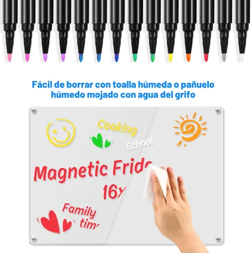 Vista 6 de Marcadores de tiza líquida para tablero de notas de dibujo LED, tablero de planificación de calendario acrílico, pizarra blanca de borrado en seco