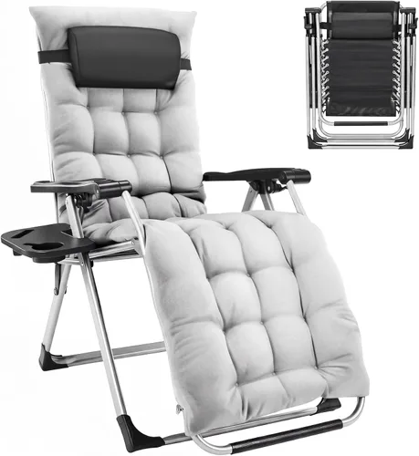 Vista 13 de Sillón de gravedad cero de gran tamaño, silla plegable reclinable para Negro y Verde