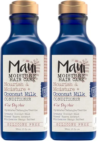 Vista 10 de Maui Moisture Acondicionador nutritivo y humectante + leche de coco para hidratar y desenredar el cabello rizado, acondicionador hidratante diario