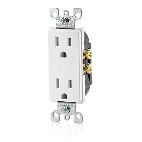 Vista 12 de Leviton 15 Amp Decora Receptáculo de pared doble resistente a manipulaciones, T5325-E, Negro