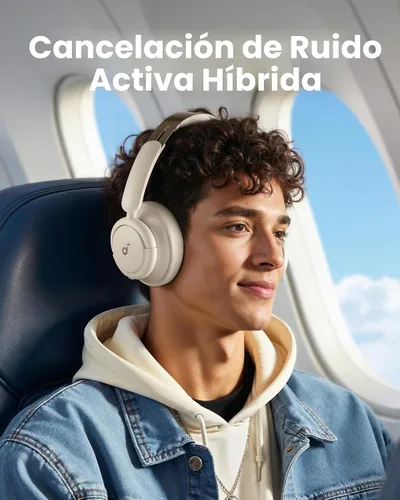 Vista 3 de Soundcore Q30 de Anker, Audífonos híbridos con cancelación activa de ruido, múltiples modos, audio de alta resolución, EQ personalizado a través