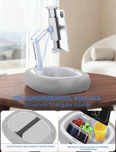 Vista 6 de Tryone Soporte de almohada para tableta y soporte para portátil: soporte ajustable para iPad con cuenco para aperitivos, almohada de felpa suave