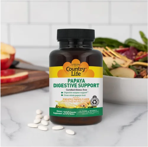 Vista 5 de Country Life Soporte digestivo de papaya, 200 CT Enzimas diarias para promover la salud digestiva y la absorción de nutrientes